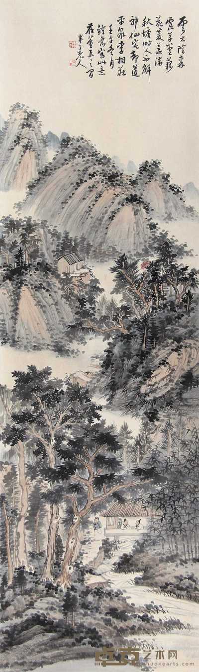 陈半丁 壬午（1942年）作 山居图 镜心 112×34cm